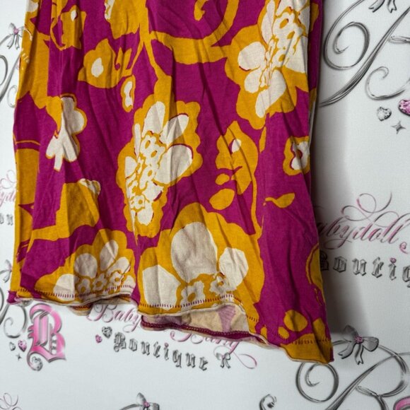 Maeve by Anthropologie tshirt floral psychedelic orange pink white ruffle frills - Picture 2 of 9